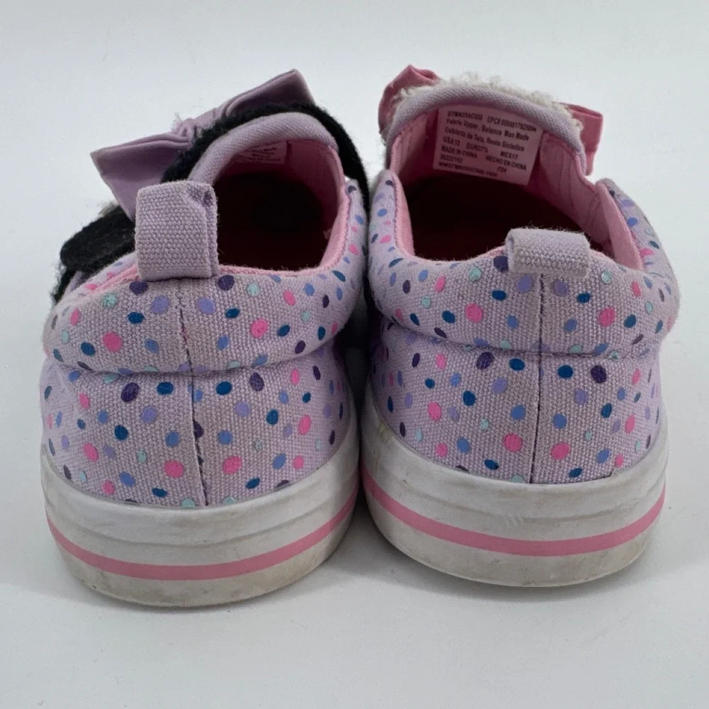 Disney Minnie Mouse Daisy Duck Kids Slip On Sneakers Size 10 Purple Polka Dot